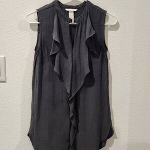 H&M Size 2 Sleeveless Ruffle-Front Grey Top